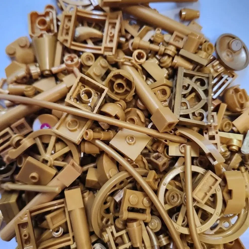 Bulk Lego: Gold Pearl & Metallic - Sorted 3.5oz Studs Flats Columns Decorative